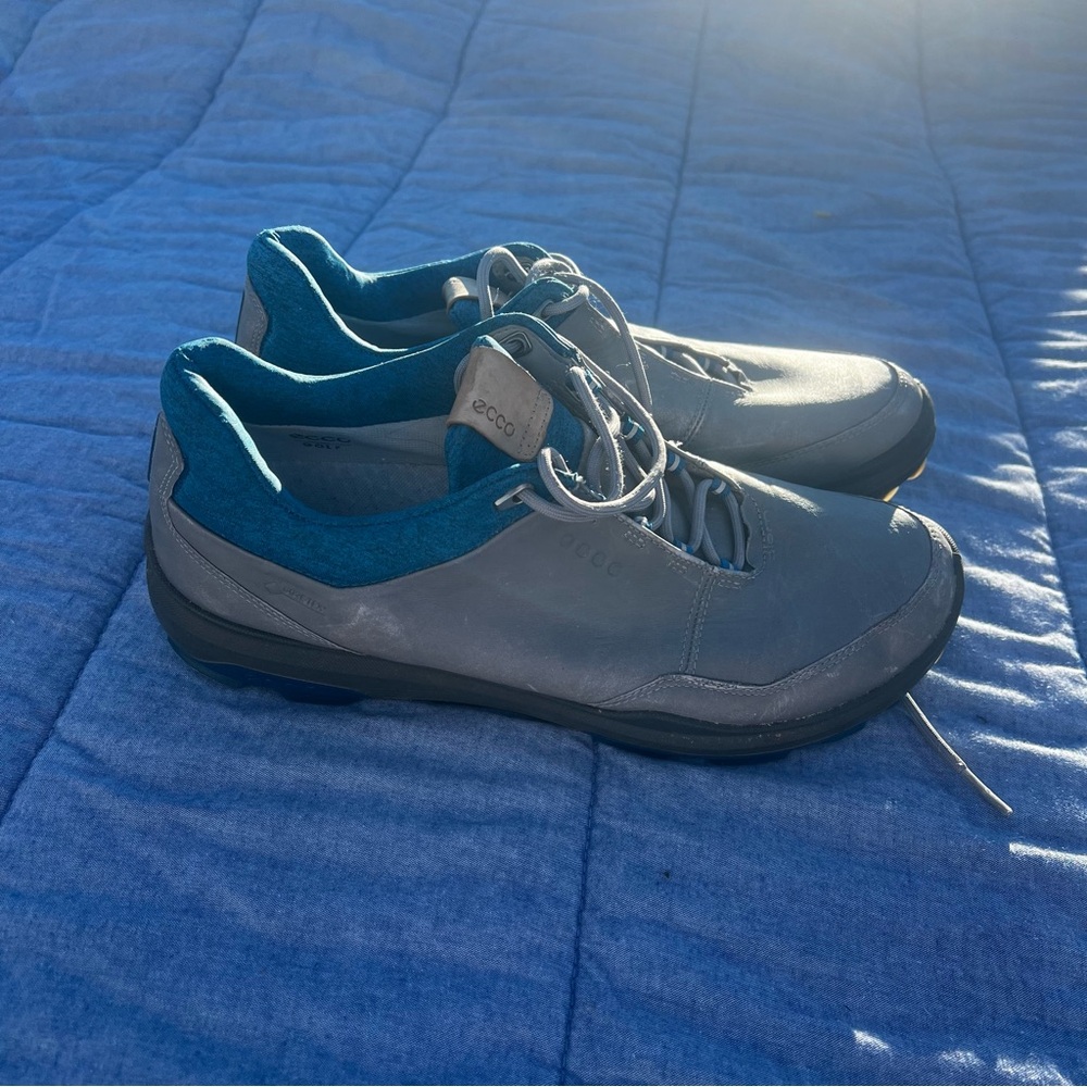 Ecco Grey/Blue Yak Leather Golf Biom Hybrid 3 Gore Tex Size 9